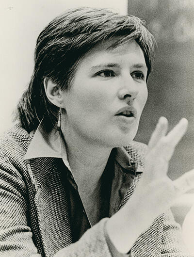 ACLU Lesbian Gay Right Project staff counsel Nan D. Hunter speaking in 1986. (Photo by Helayne Seidman)