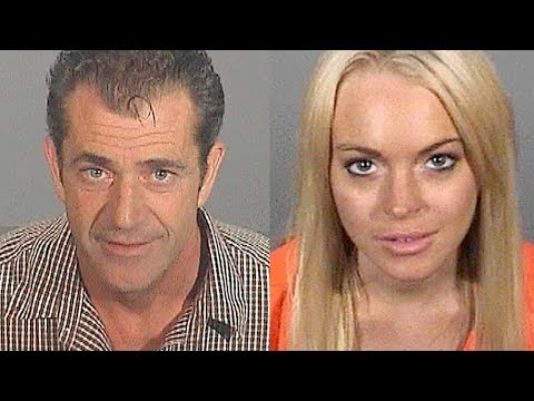 Mel Gibson and Lindsay Lohan arrest and booking images.