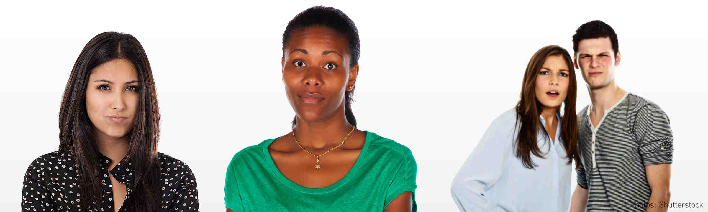 A series of photographs of people looking skeptically towards the camera.