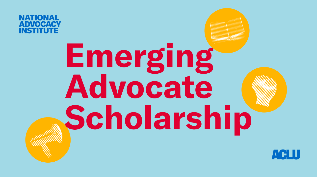 A graphic that says Emerging Advocate Scholarship.