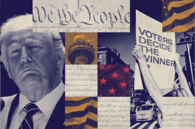 A graphic featuring Trump and imagery pertaining to voting rights.