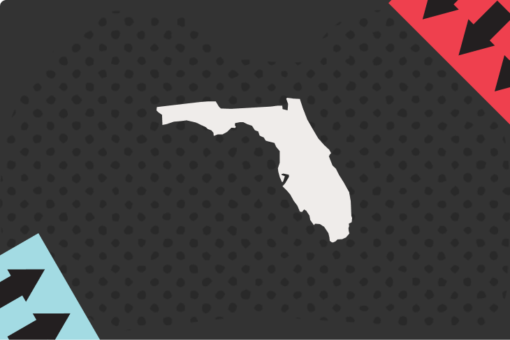 Illustration featuring the state of Florida and colorful arrow stickers