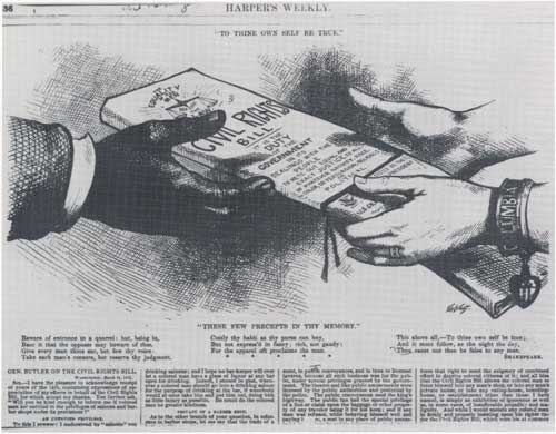 A clipping from the Harper's Weekly newspaper, featuring an illustration of the Civil Rights Bill