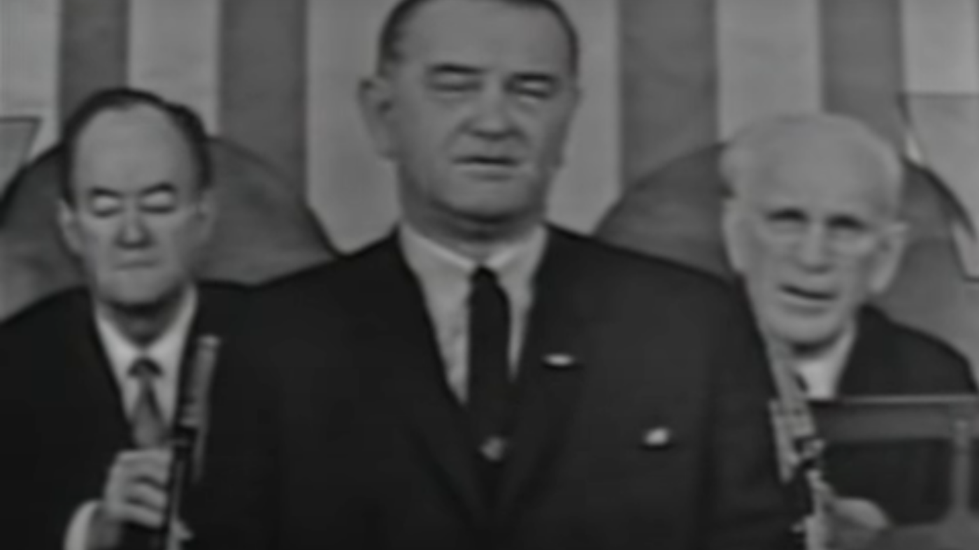 Lyndon B. Johnson speaking to Congress on voting rights