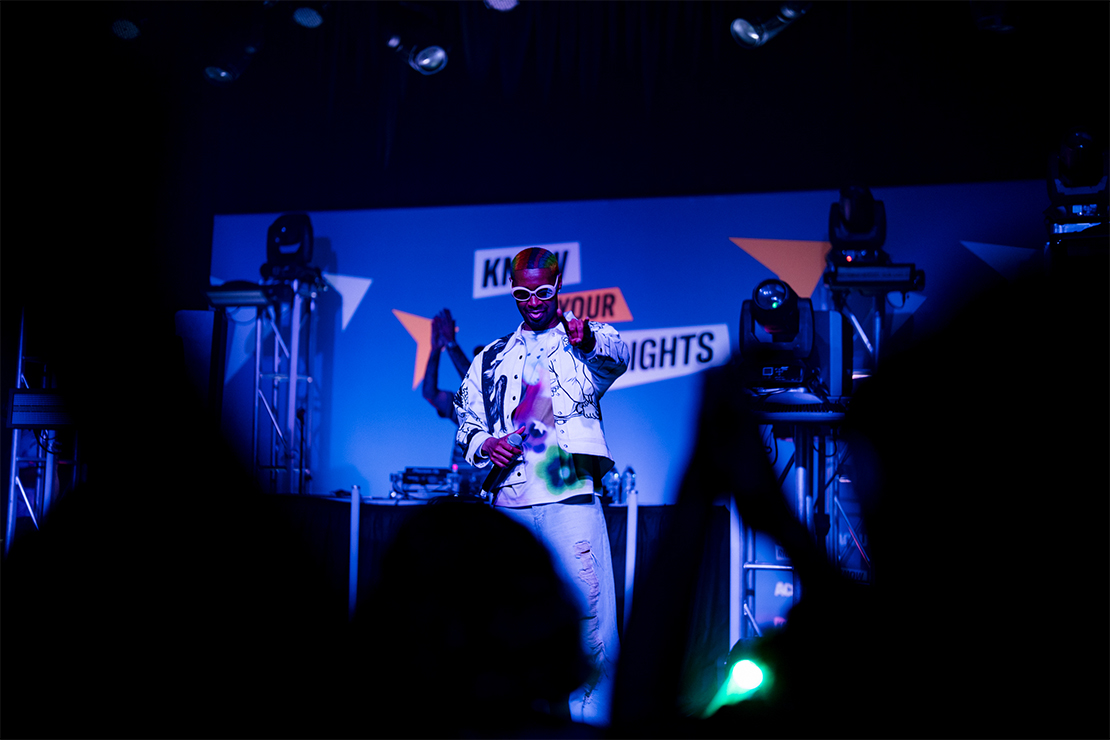 Danny Brown electrifies the stage at the Know Your Rights bus tour concert.