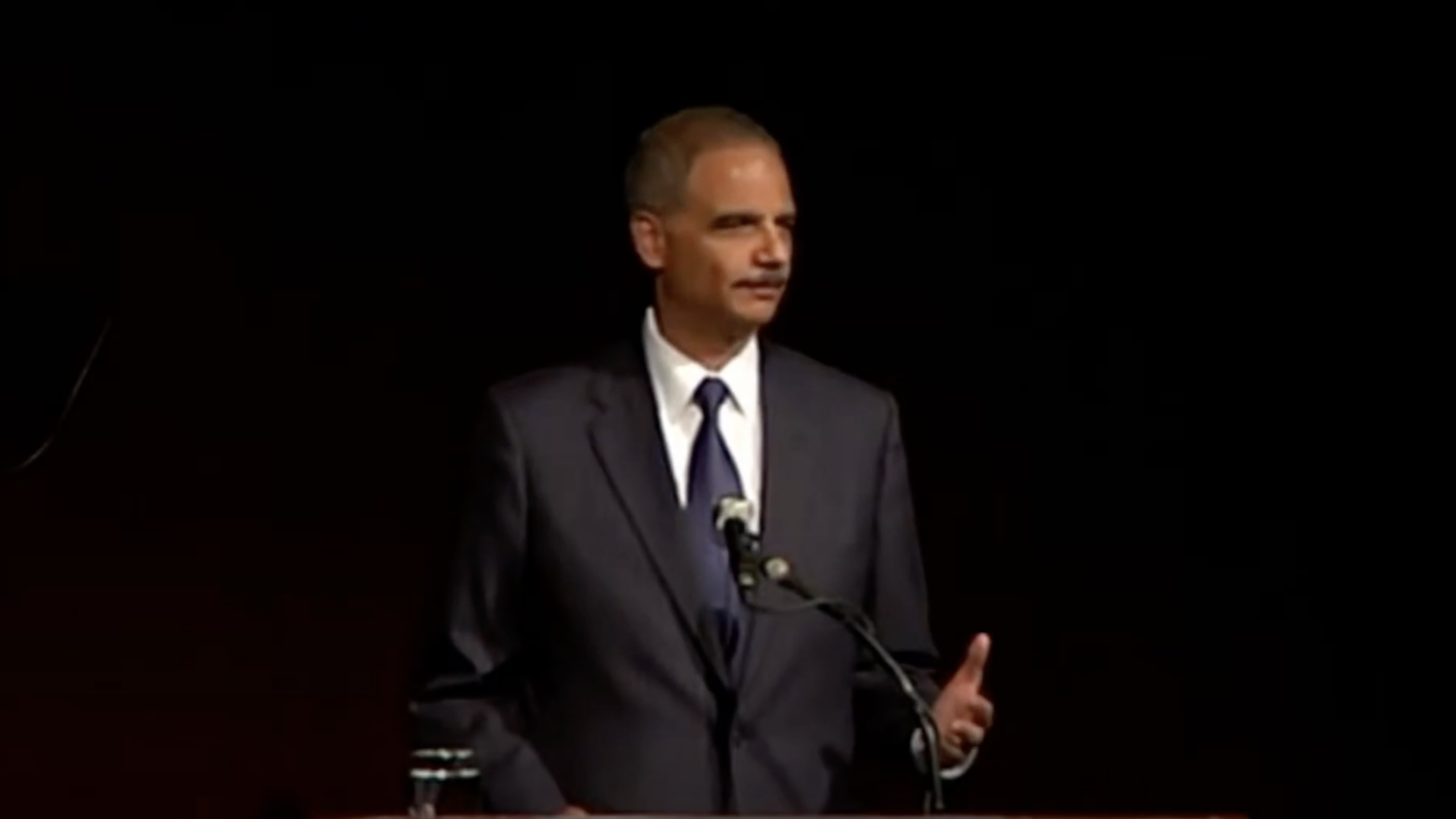 Attorney General Eric Holder making a speech