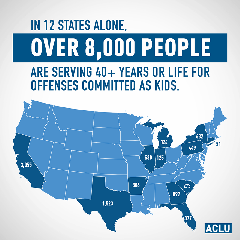 Map: In 12 states alone, over 8,000 people are serving life or de facto life for offenses committed as kids.