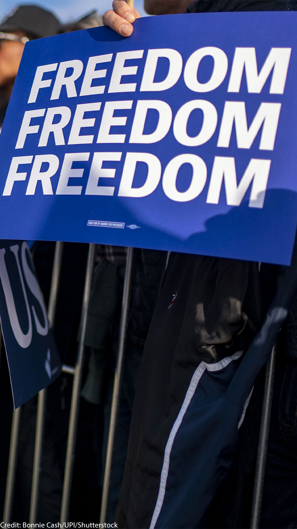 Freedom signs and American flags