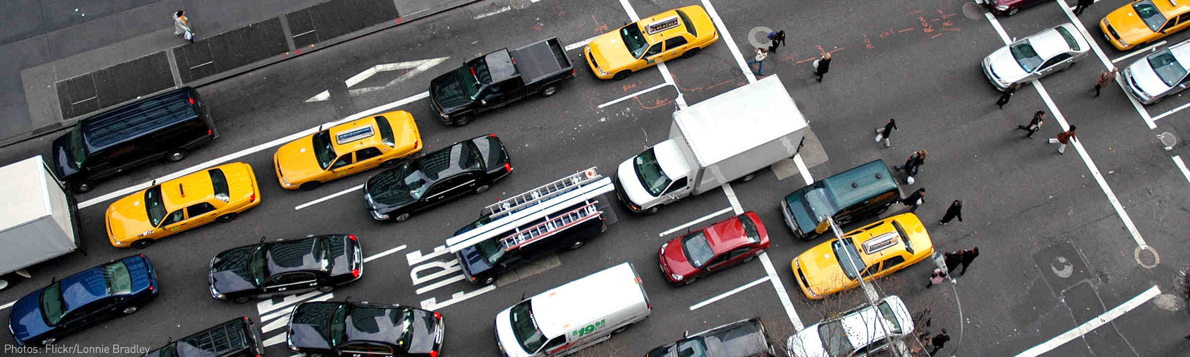 Overhead shot of vehicles in traffic