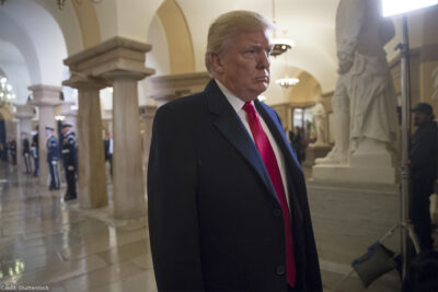 Donald Trump walks through the Crypt at the U.S. Capitol building.