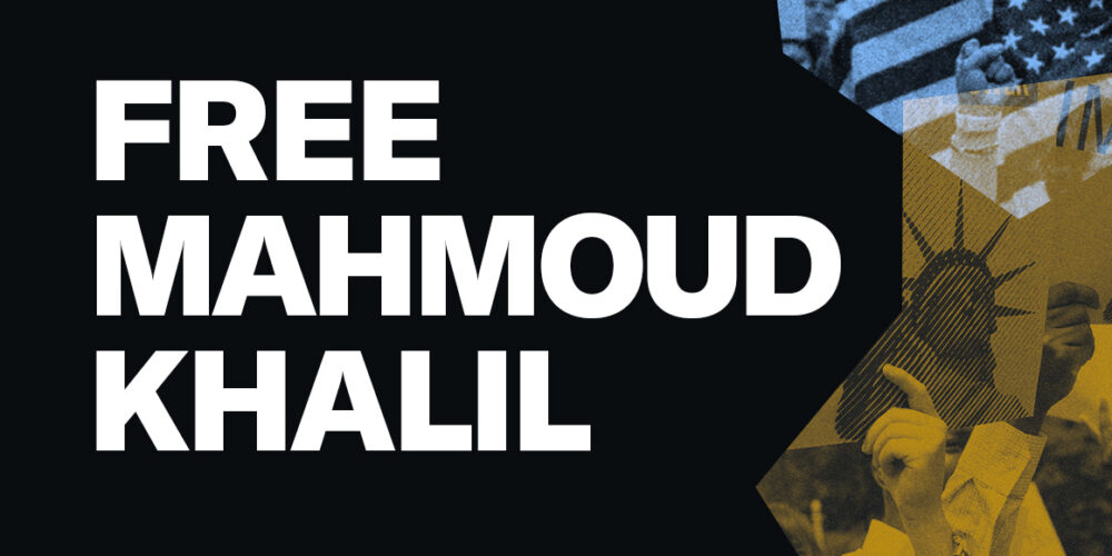 A graphic that says "Free Mahmoud Khalil."