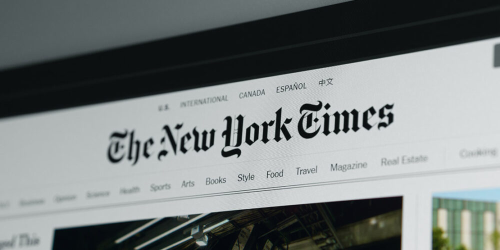 The homepage of the New York Times' website.