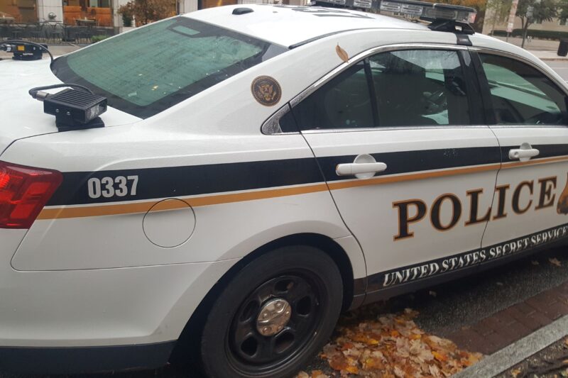 Police car with license plate readers on it