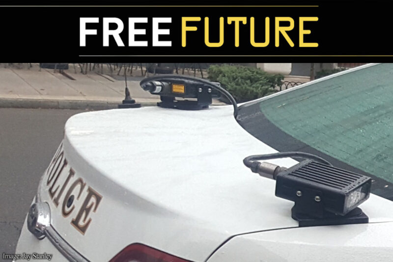 License plate readers on the back of a police car