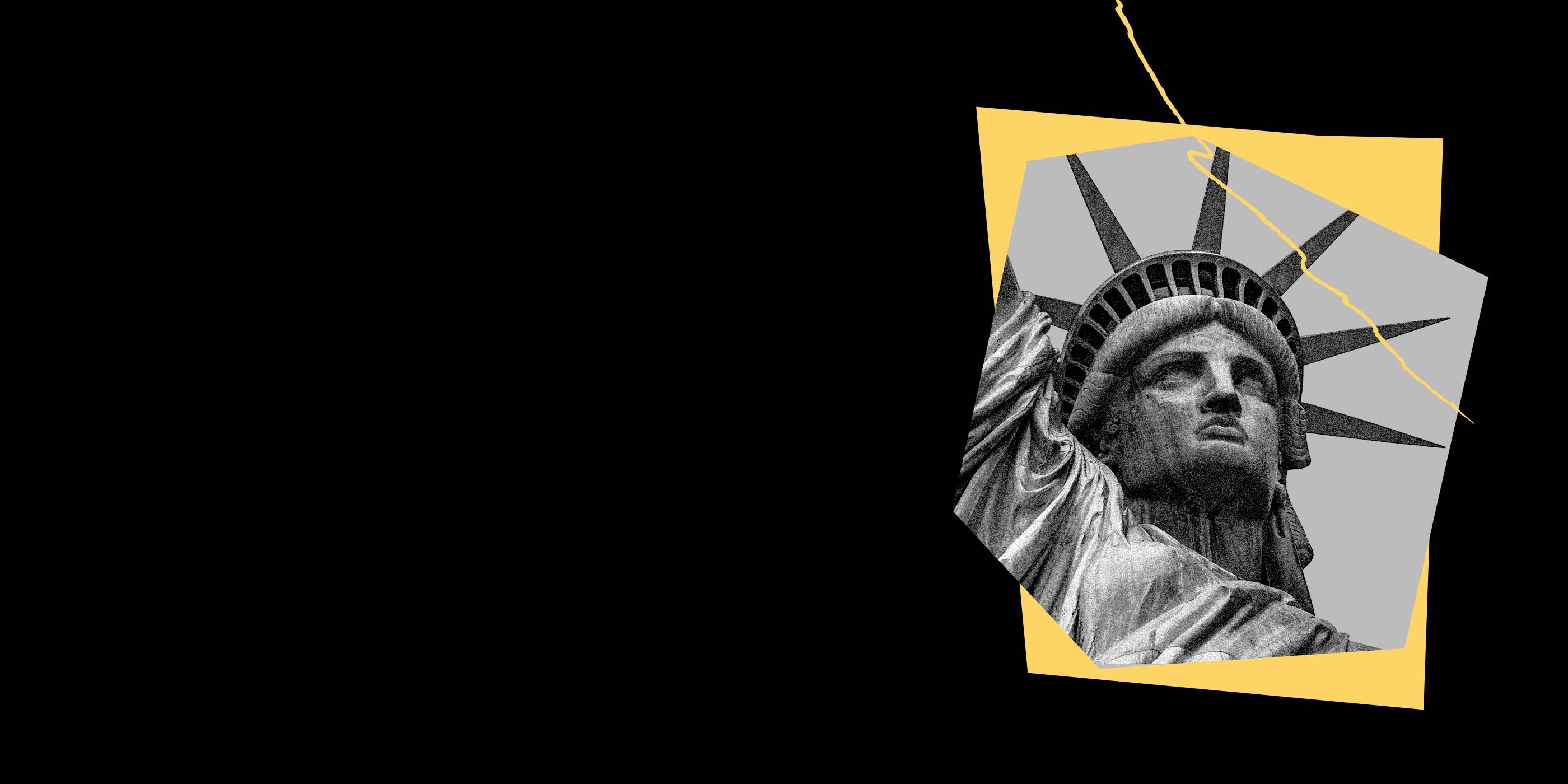 A grayscale image of the Statue of Liberty