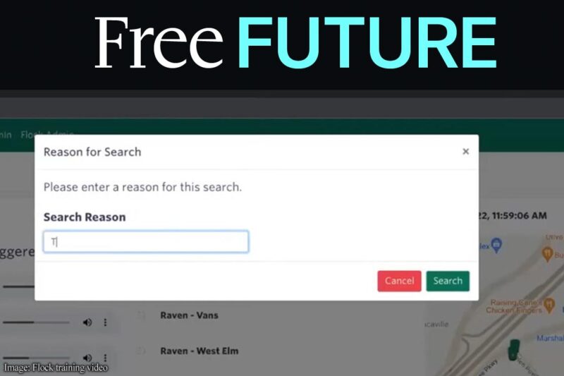 A computer screen with a box reading "Please enter a reason for this search"
