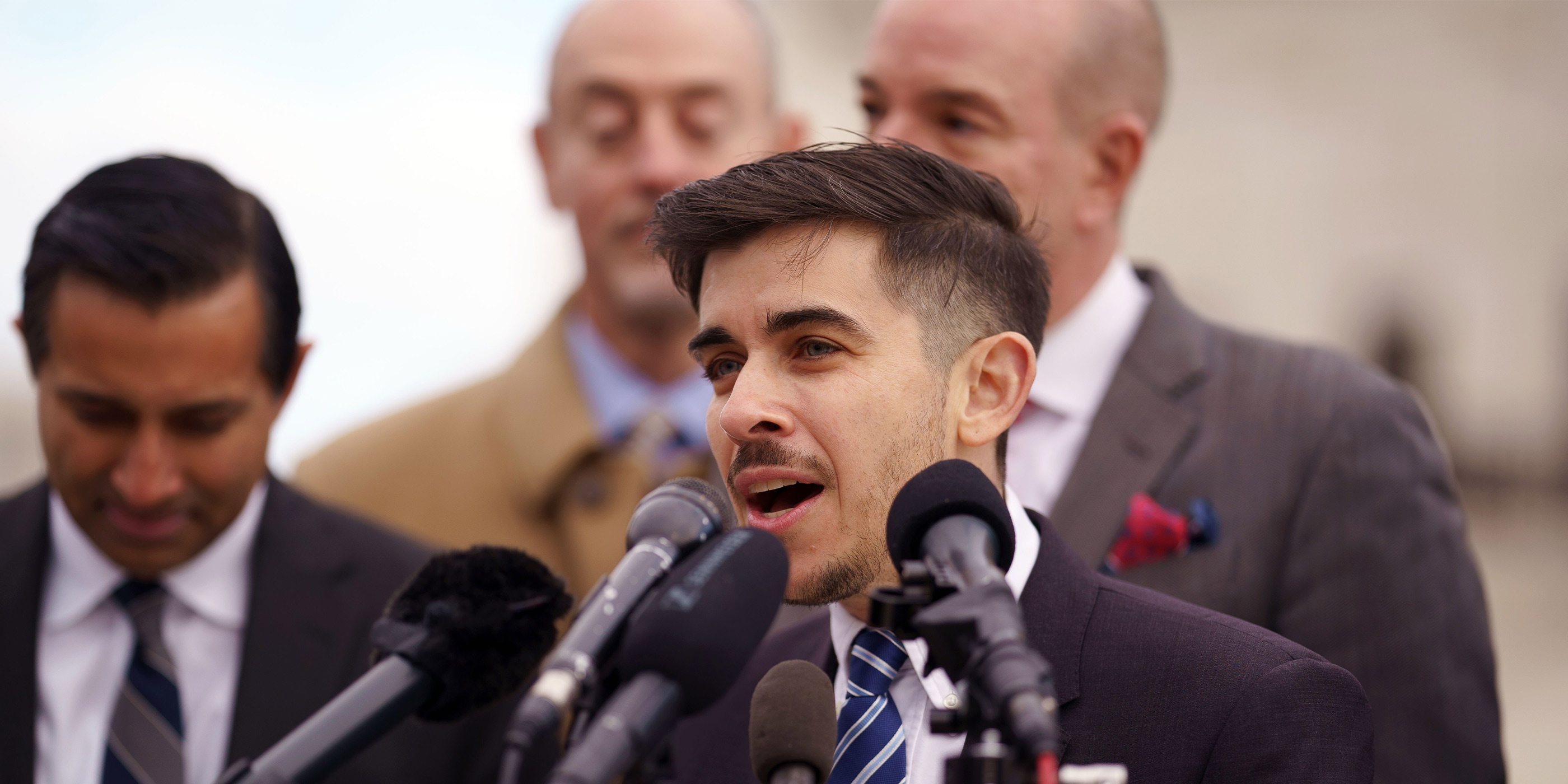 ACLU attorney and transgender rights activist Chase Strangio, speaks to the media outside the U.S. Supreme Court in Washington, DC, USA, 04 December 2024.