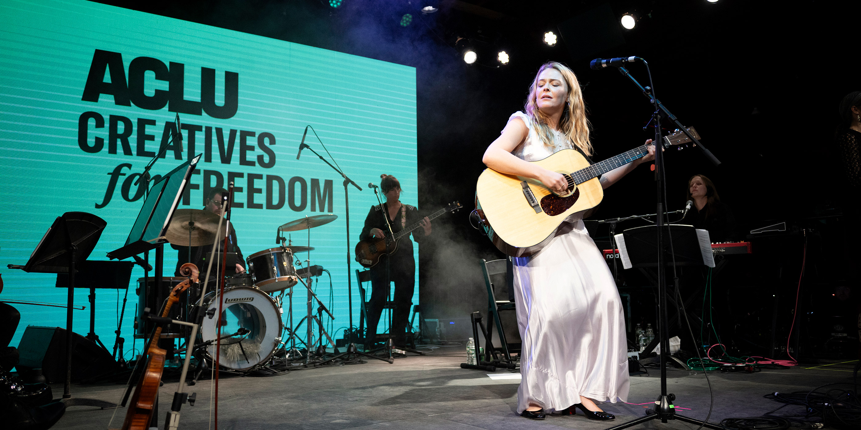 A photo of Maggie Rogers at the ACLU's Creatives For Freedom event.