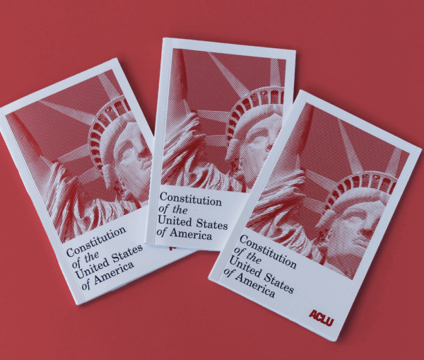 Photos of three ACLU pocket constitutions.