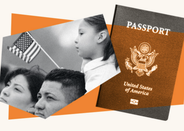 A graphic containing different images pertaining to immigrants' rights.