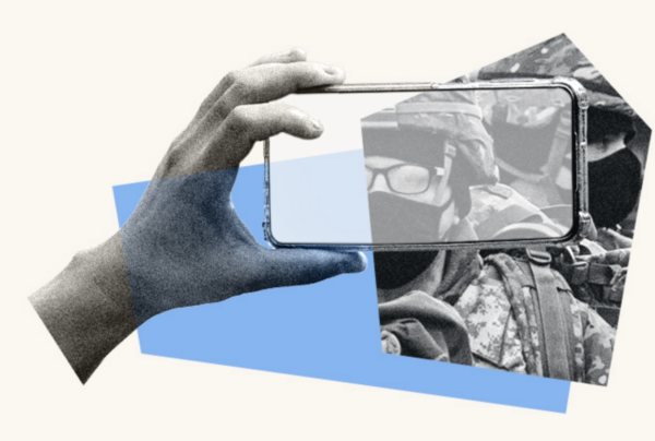 A graphic featuring images pertaining to filming ICE agents.