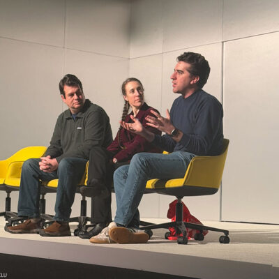 Chad Marlow, ACLU, Allie Bohm, NYCLU, and Matthew Libby, playwright from the Data the Play x ACLU talkback on March 18, 2026