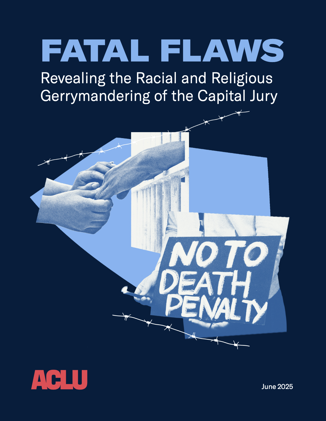 Cover of the publication, featuring "Fatal Flaws" and an image of a sign that says "No to Death Penalty"