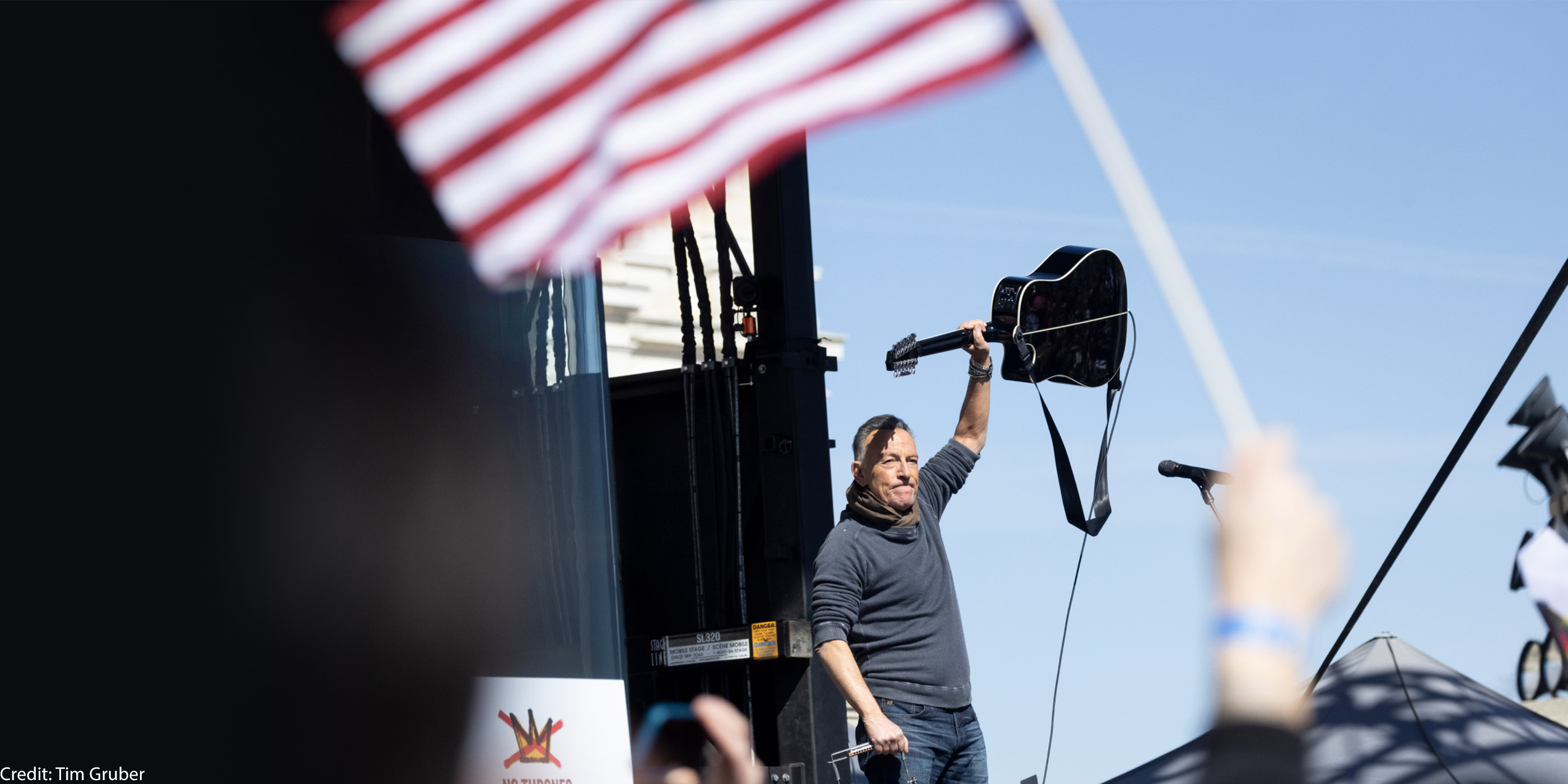 A photo of Bruce Springsteen at a No Kings Rally.
