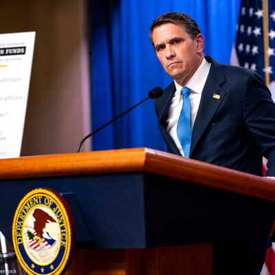 Acting Attorney General Todd Blanche during a press conference.