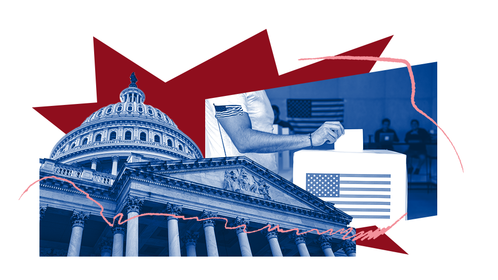 A photo collage representing the ACLU's litigation work to defend voting rights.