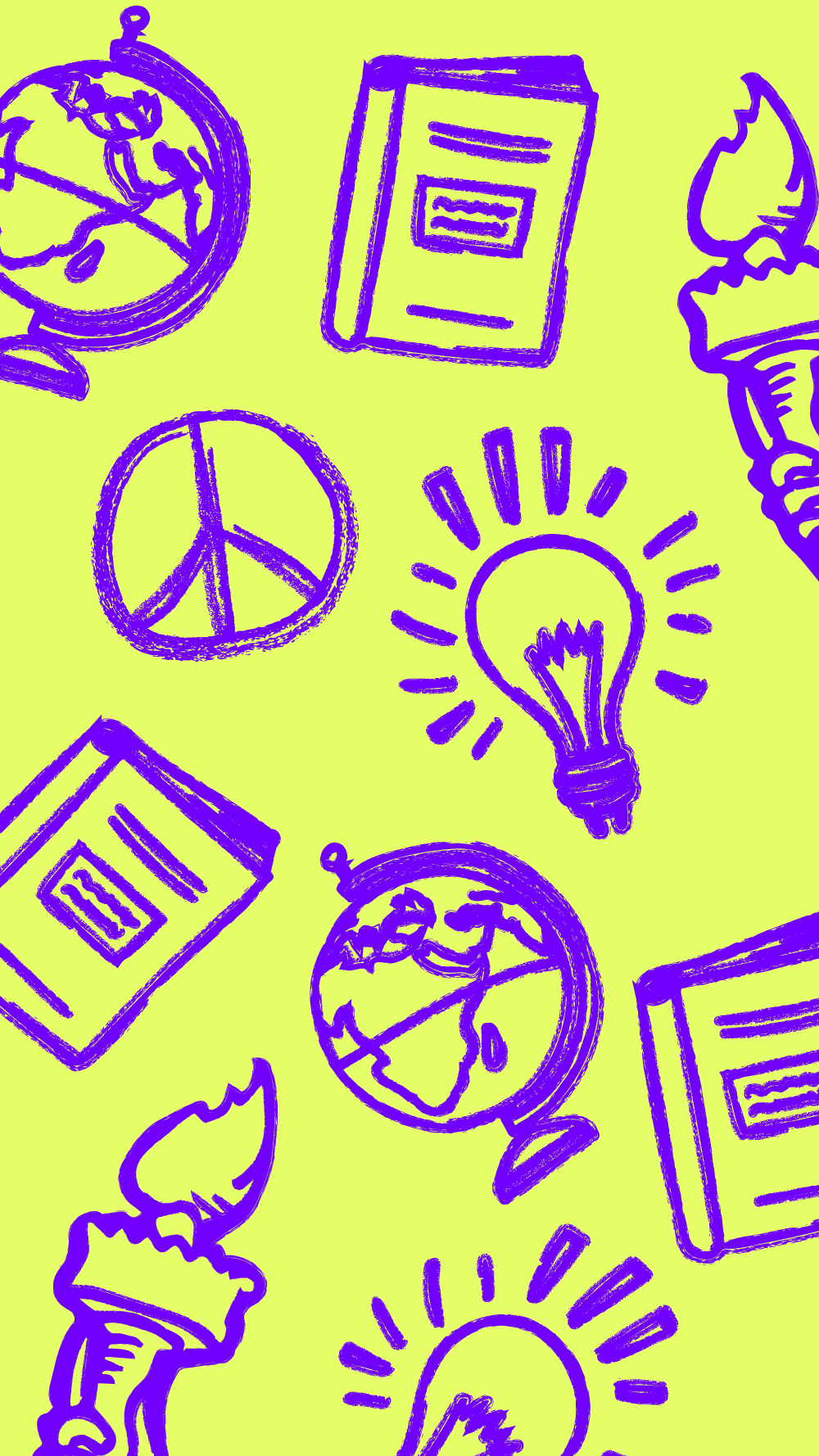 A graphic that depicts classroom motifs drawn in in colored pencils.