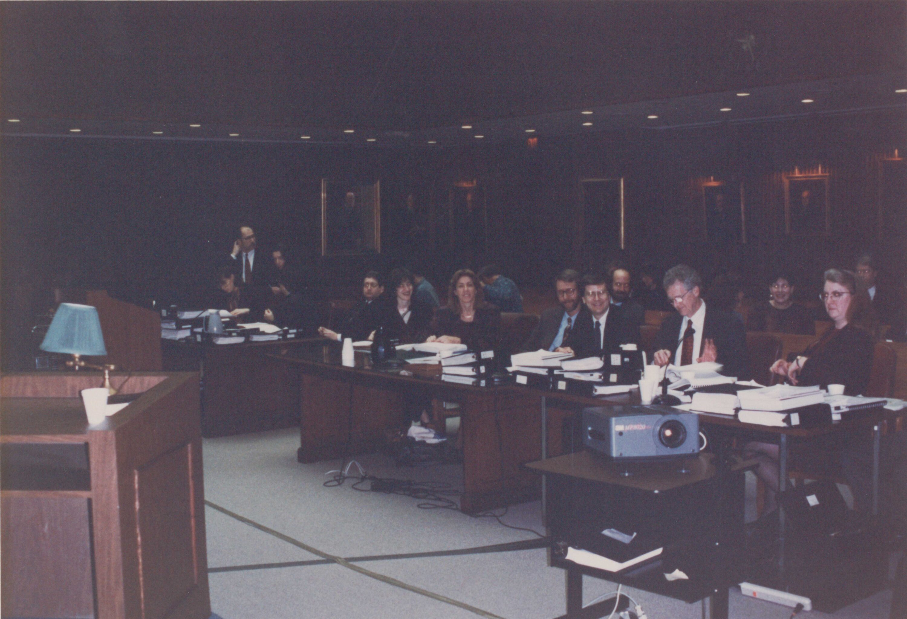 Photo of counsel at counsel's table in ACLU v. Reno district court trial