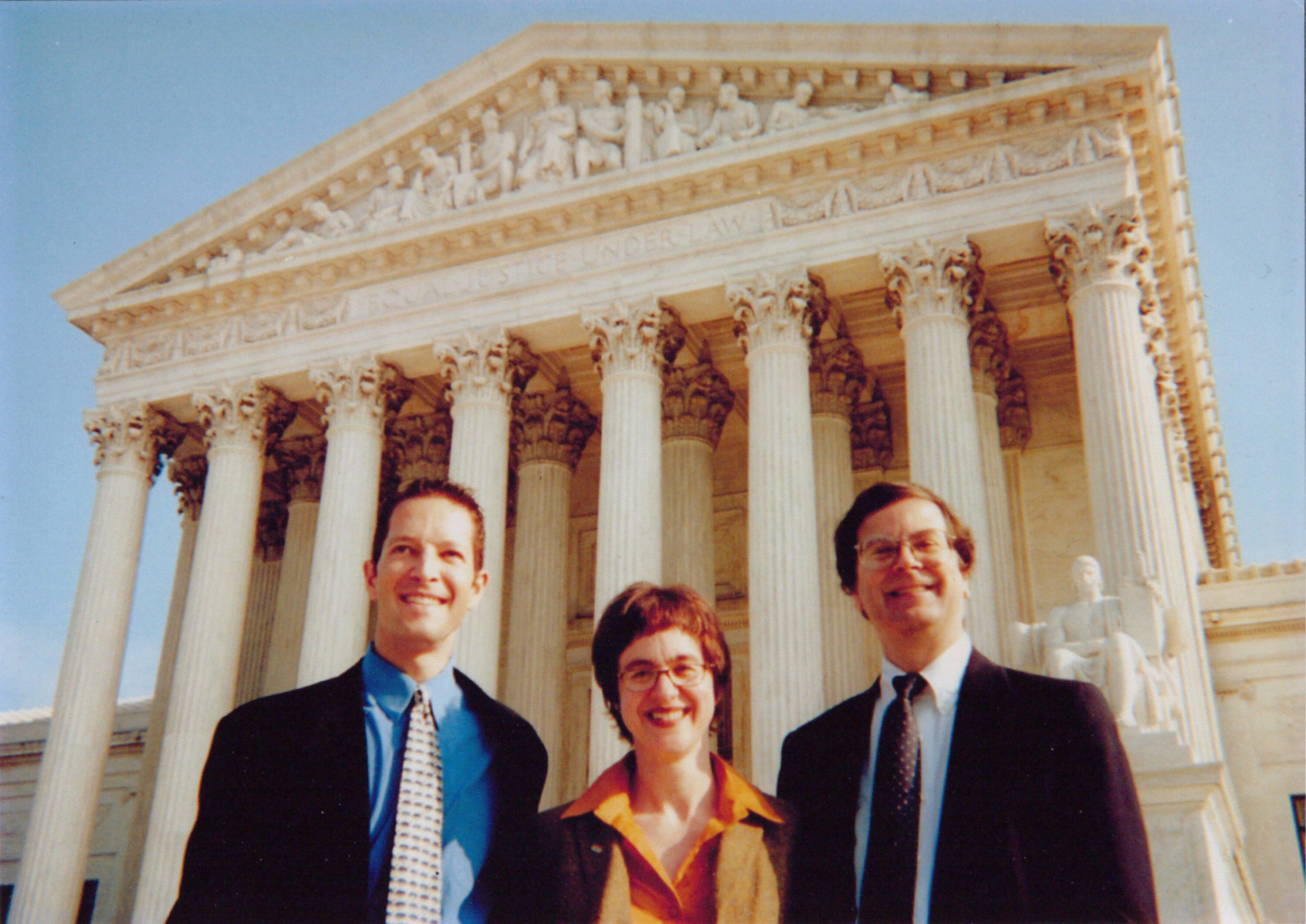 Christopher Harris, Ann Beeson, Chris Hansen in front of the Supreme Court