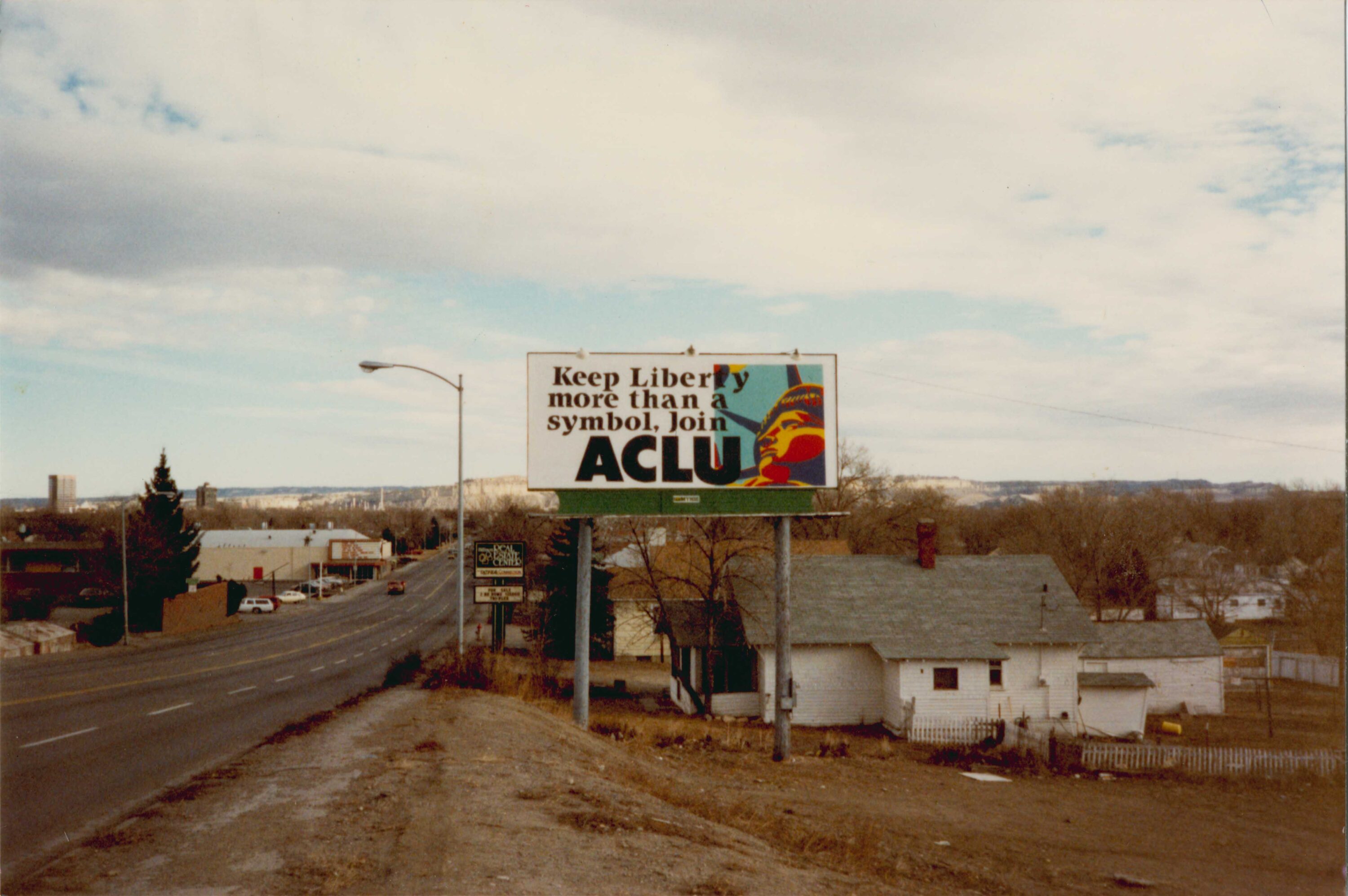ACLU Billboard in Billings, MT: "Keep Liberty more than a symbol. Join ACLU."