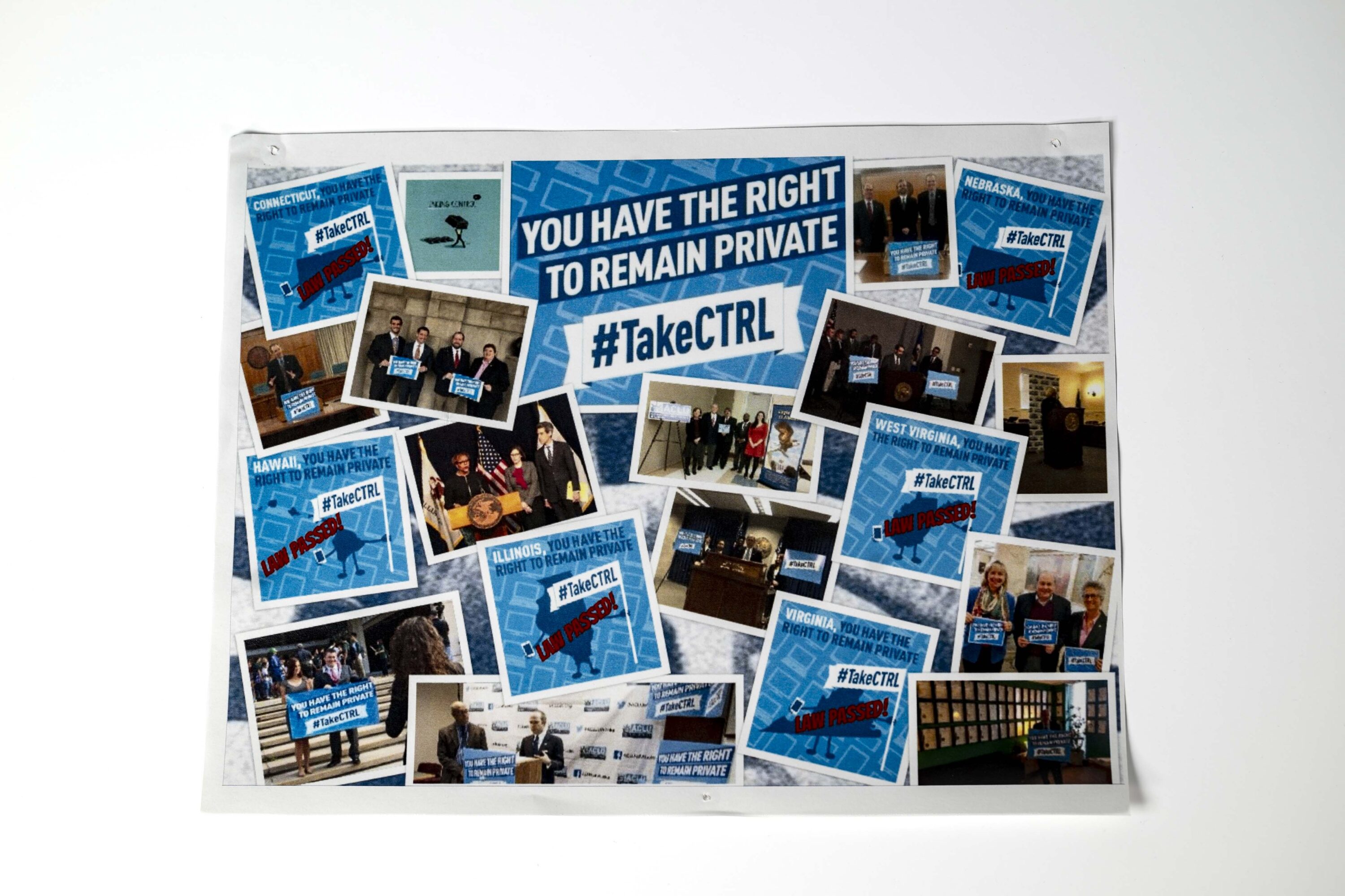 Photo of #TakeCTRL Initiative Poster featuring a collage of supporters, demonstrators, and legal wins