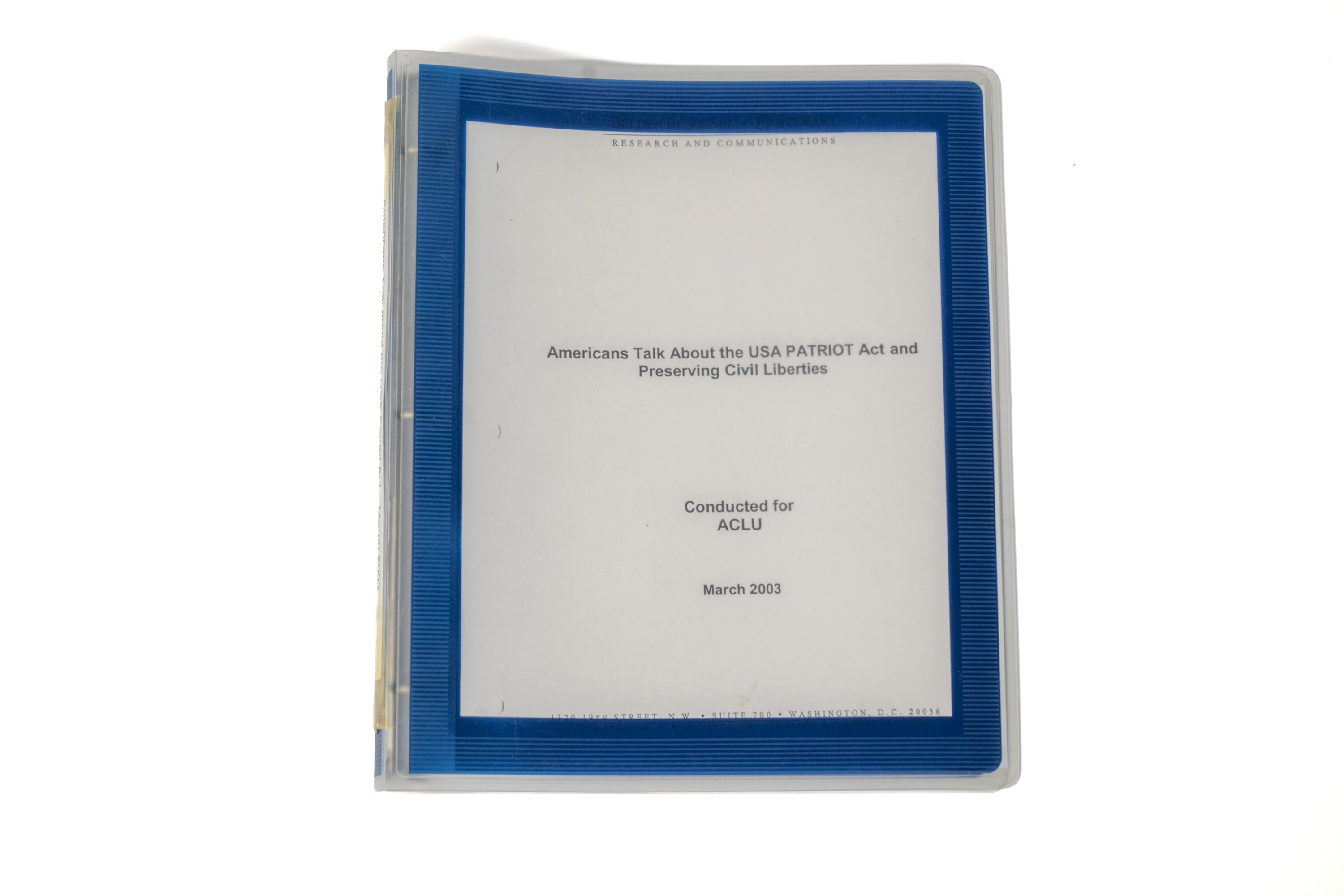 Binder of Market Research on the Patriot Act