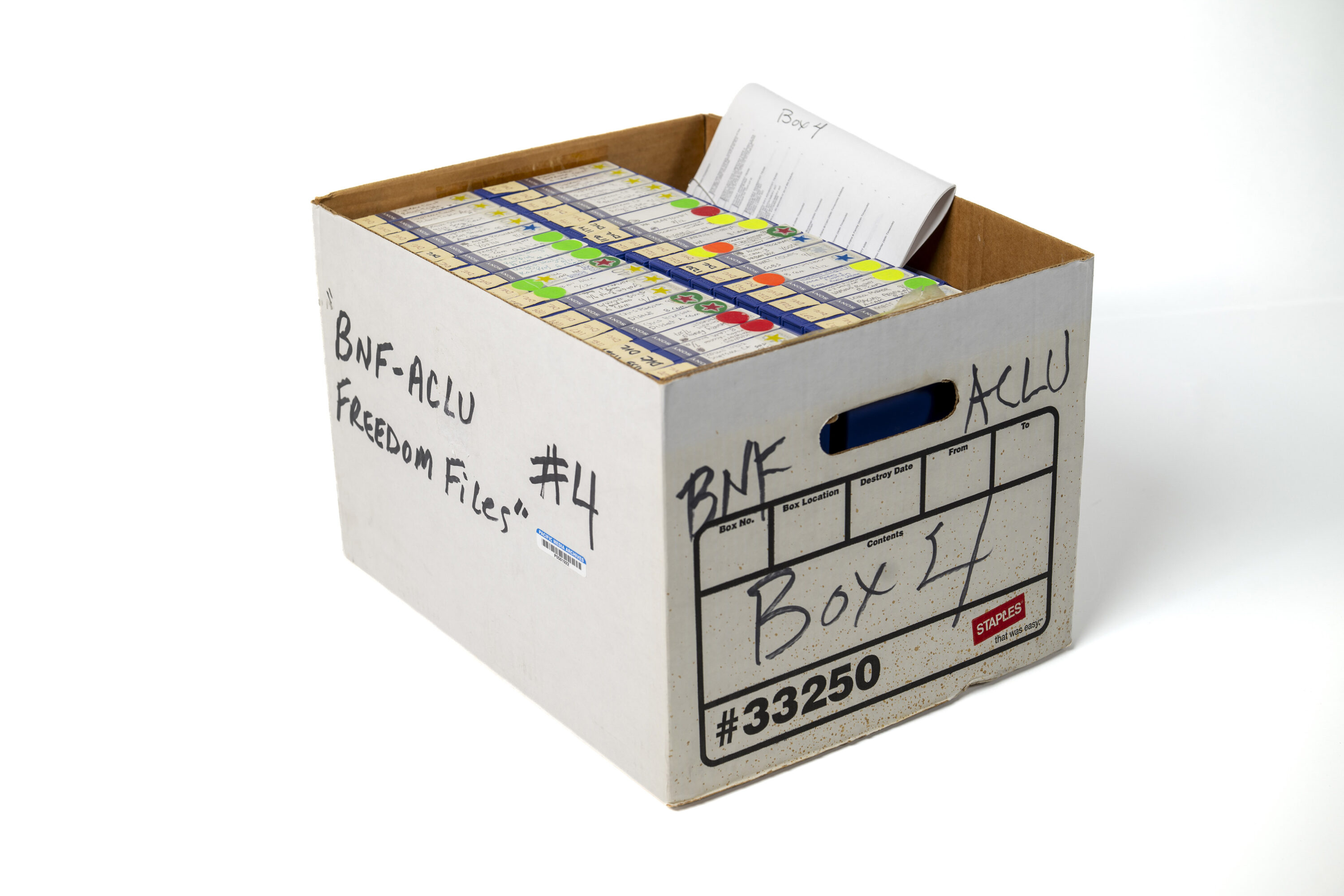 Photo of raw footage cassettes from Court TV show "Freedom Files"