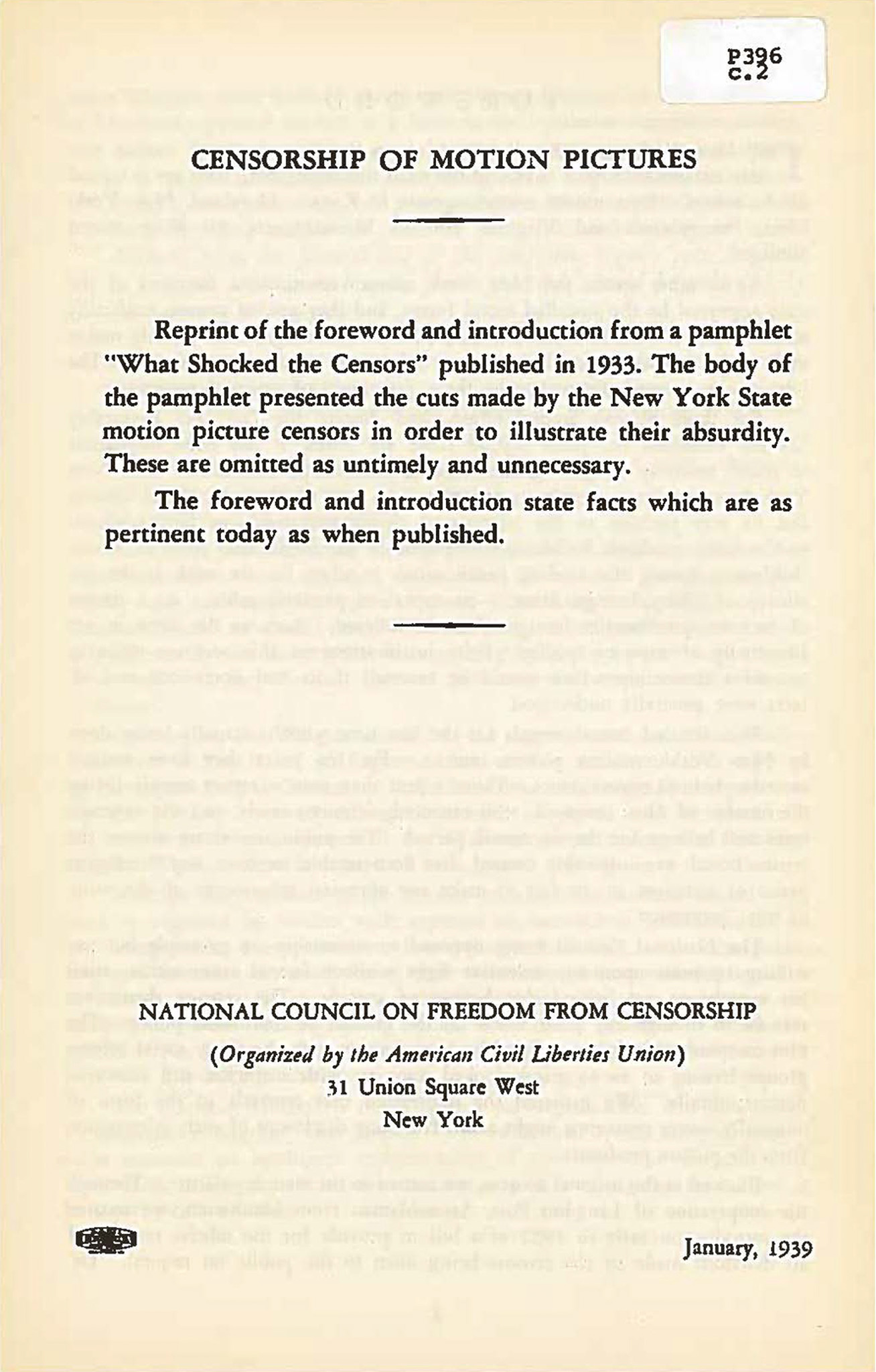 Scan of "Censorship of Motion Pictures" report