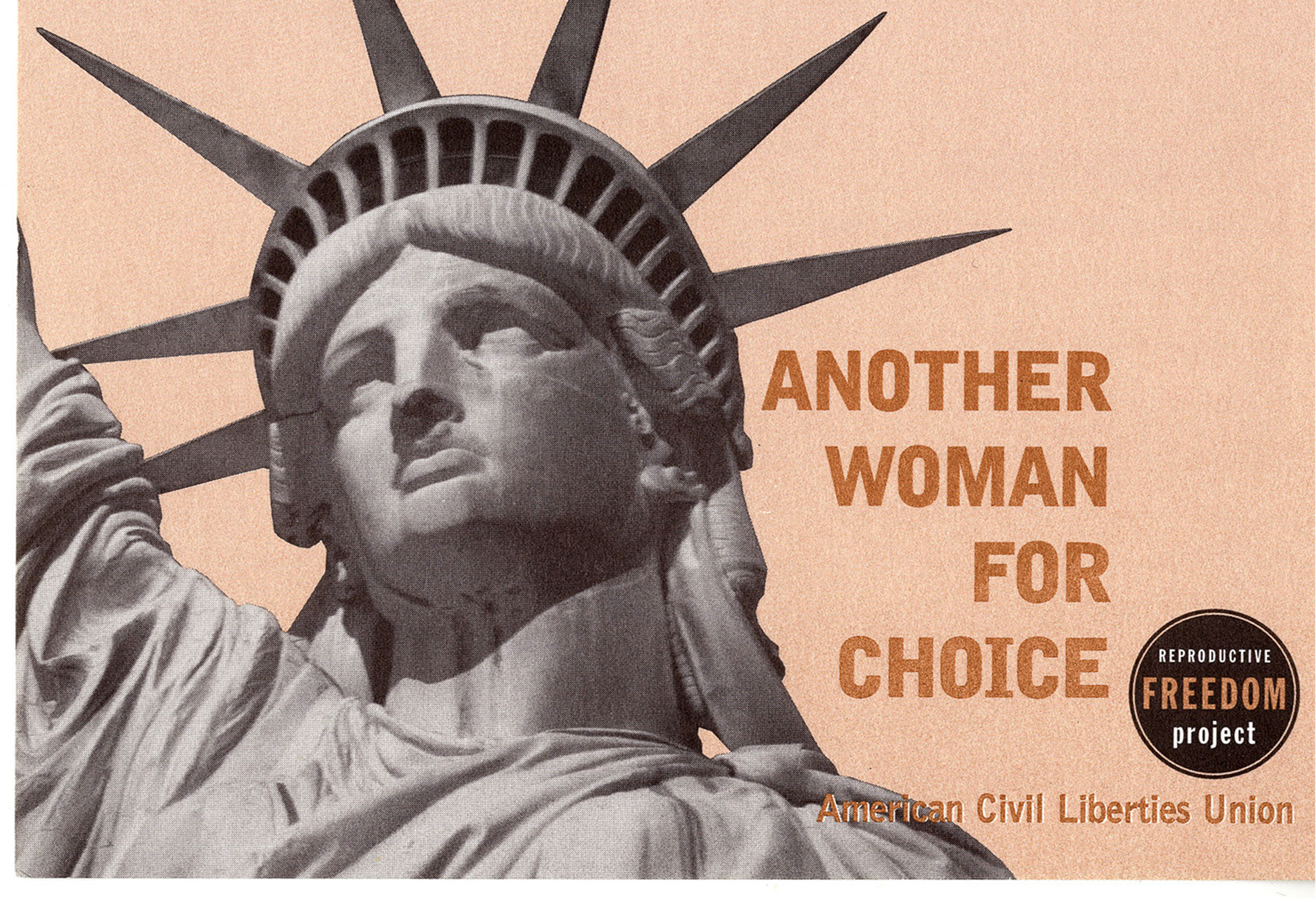 Postcard featuring an illustration of the Statue of Liberty and the text: "Another Woman for Choice"