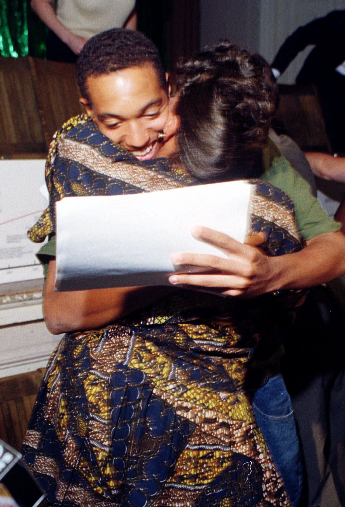 Milo Sheff hugs Elizabeth Sheff