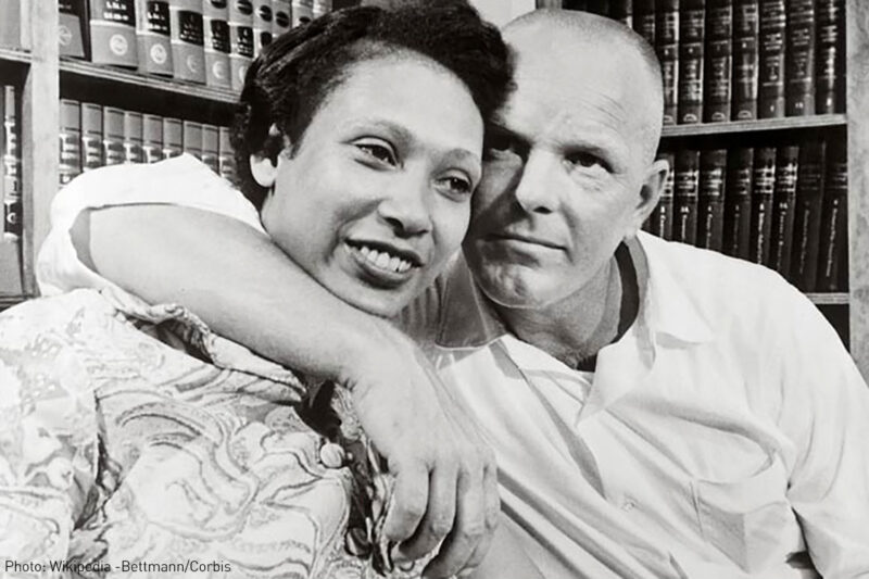 Black and white photo of Mildred and Richard Loving
