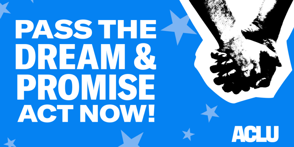 A graphic that says "Pass the Dream and Promise Act Now."