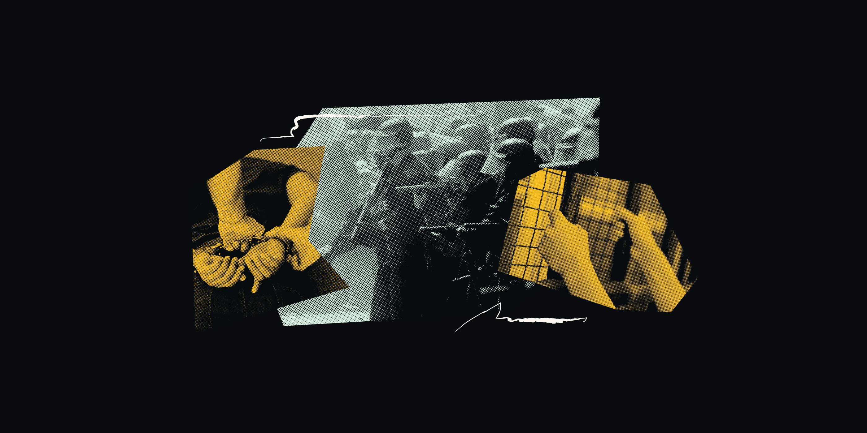 A graphic containing images pertaining to ICE's civil rights offenses.