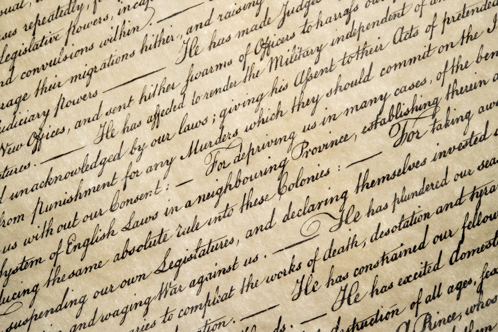 An excerpt of the Declaration of Independence.