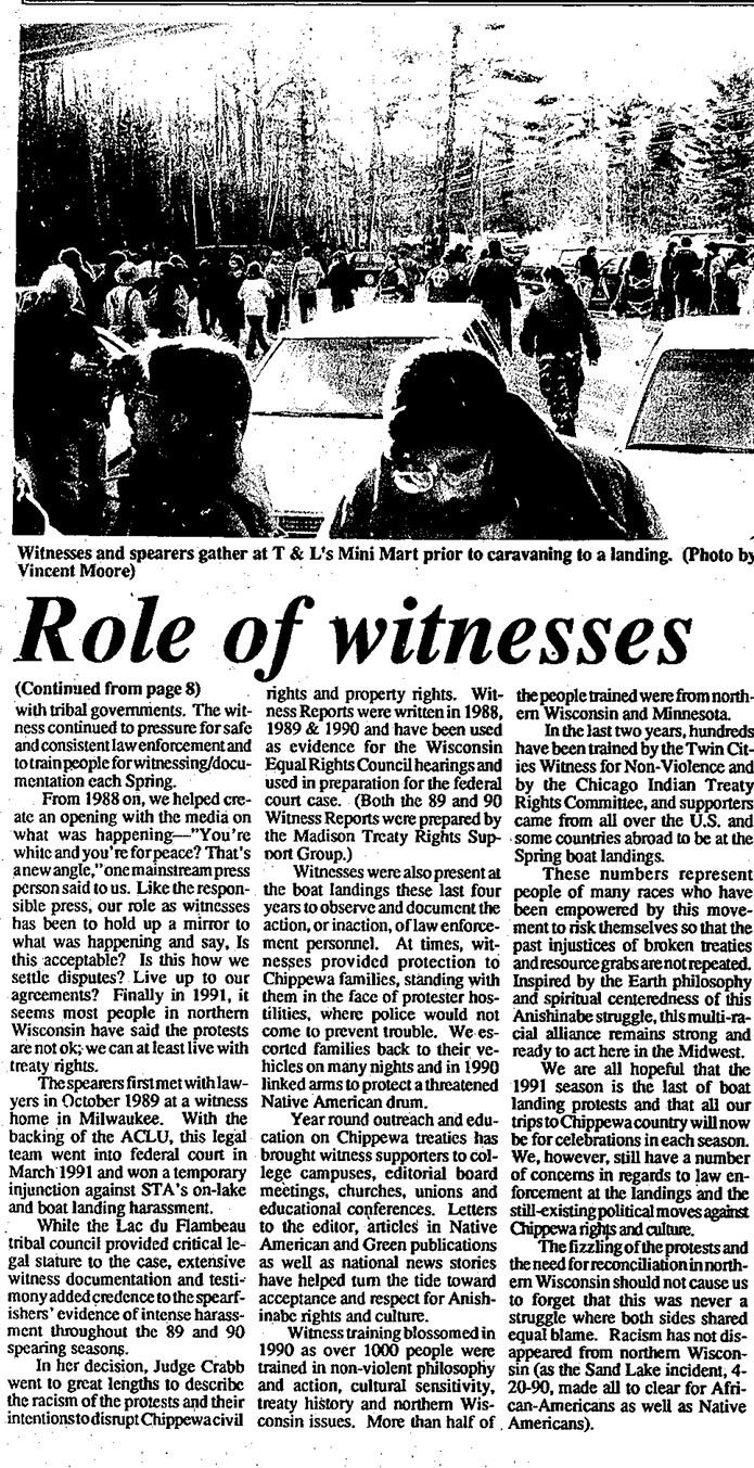 News clipping detailing ACLU's role in The Fish Wars