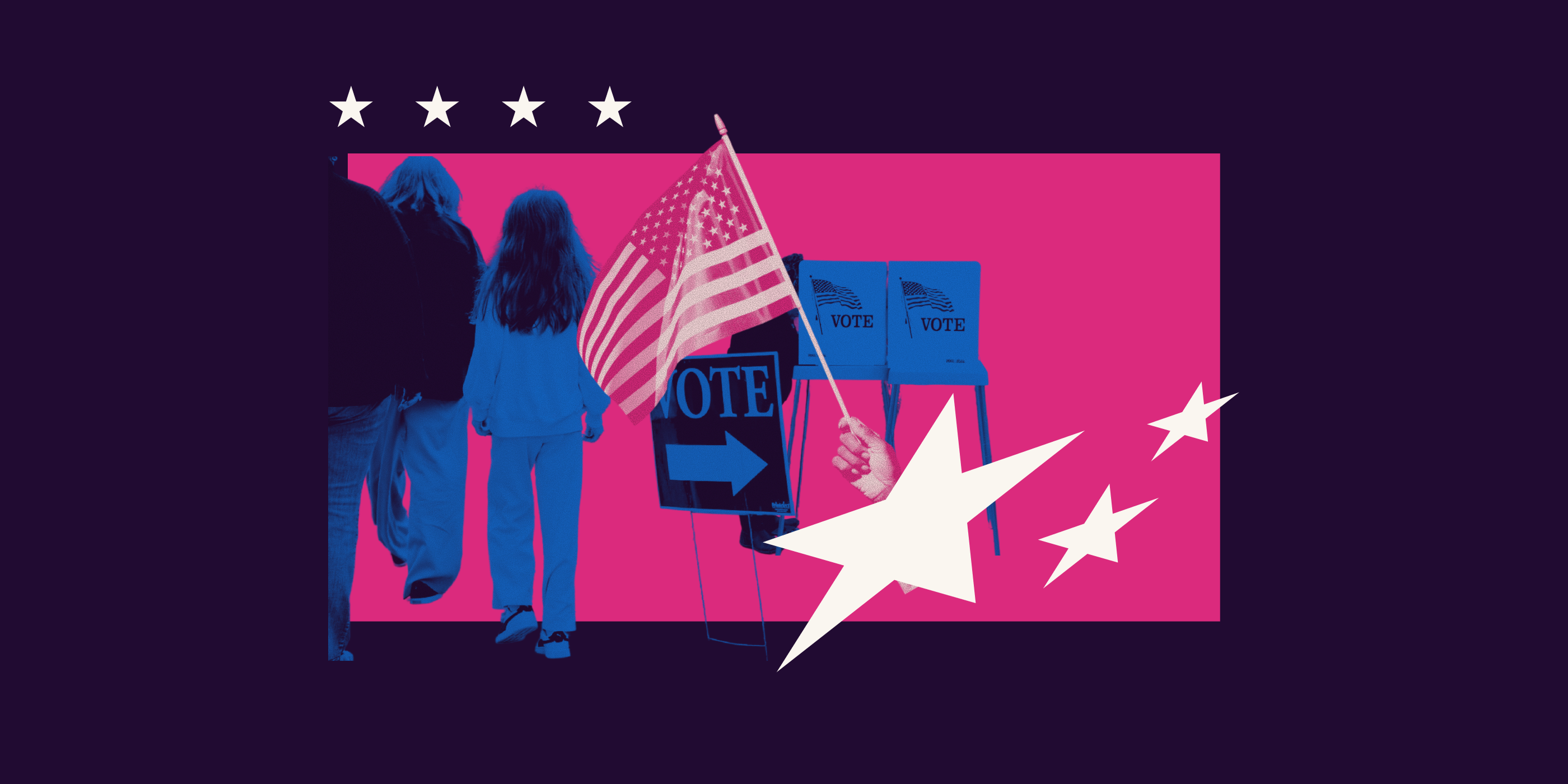 A graphic containing images pertaining to voting.