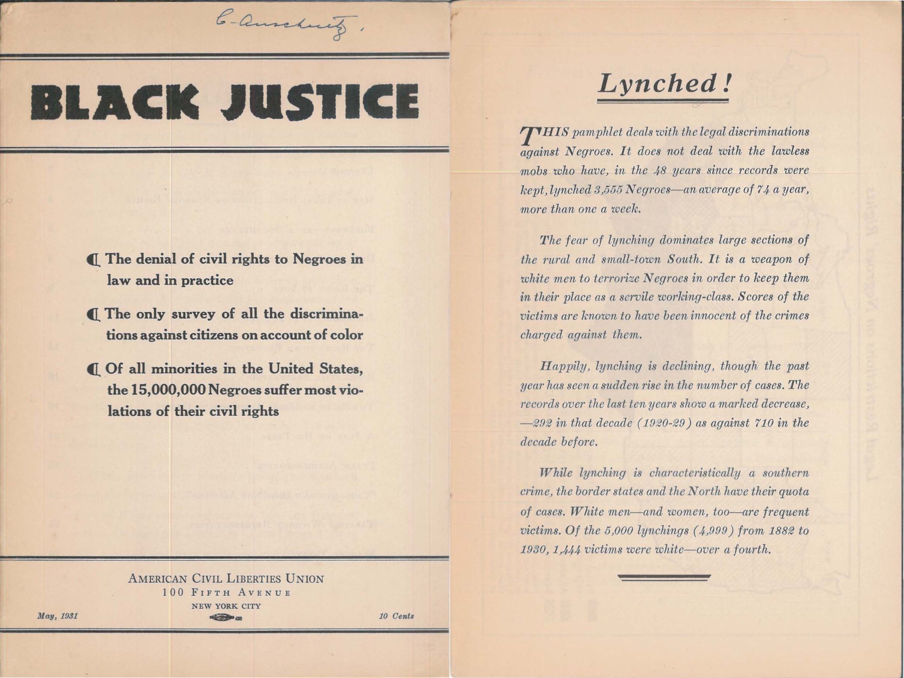 Scan of the original printed "Black Justice" report