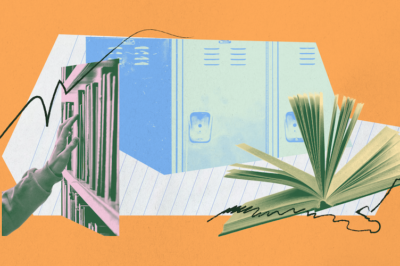 An image containing images pertaining to books, classrooms, and reading.