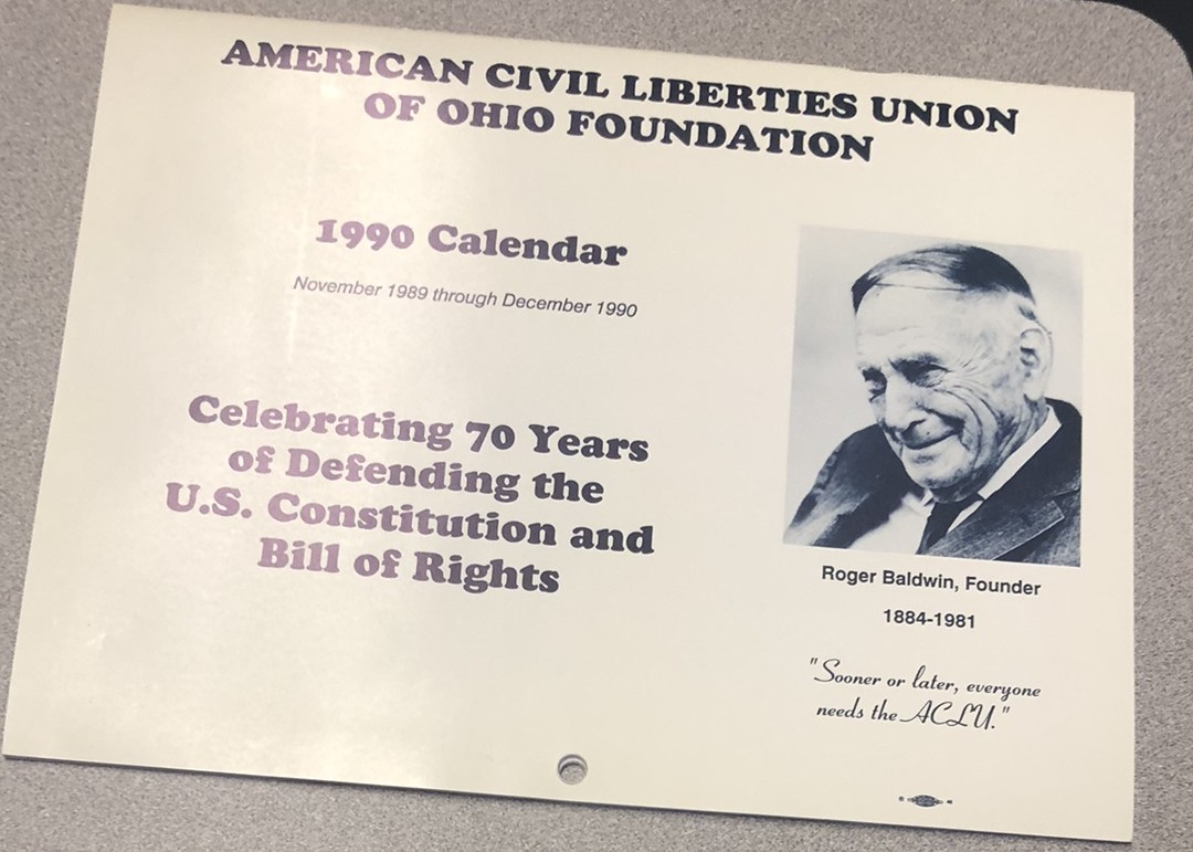 ACLU of Ohio's annual calendar for 1989 - 1990