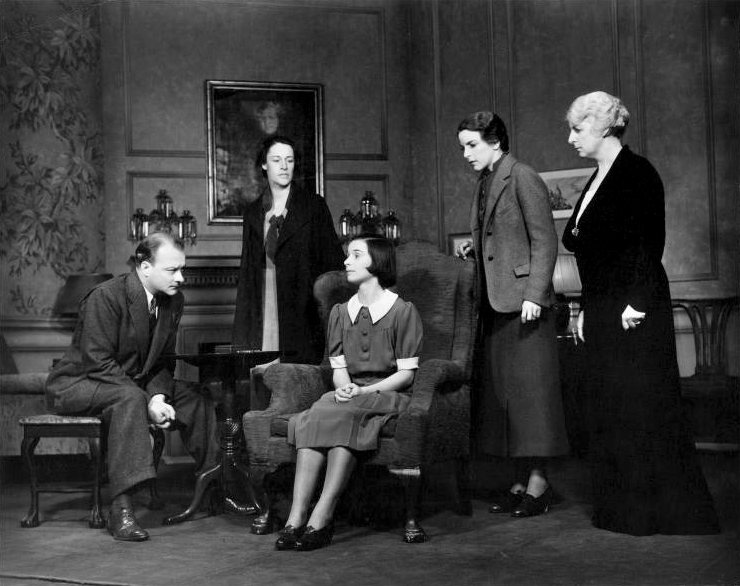 Four actors pose in a promotional photograph for "The Children's Hour" on Broadway